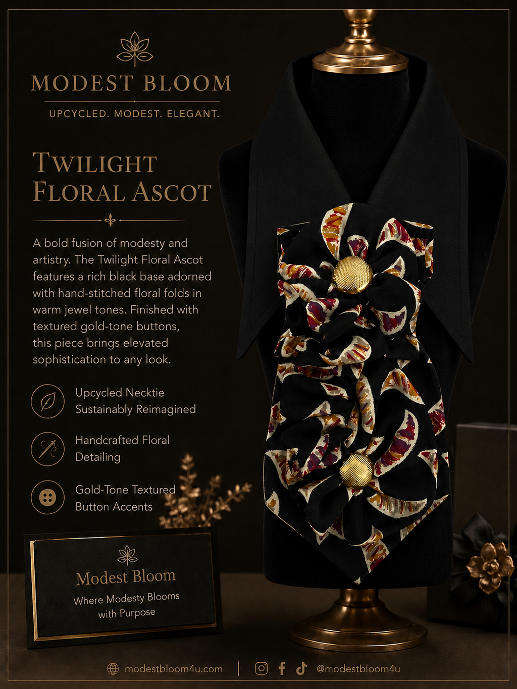Twilight Floral Ascot collar