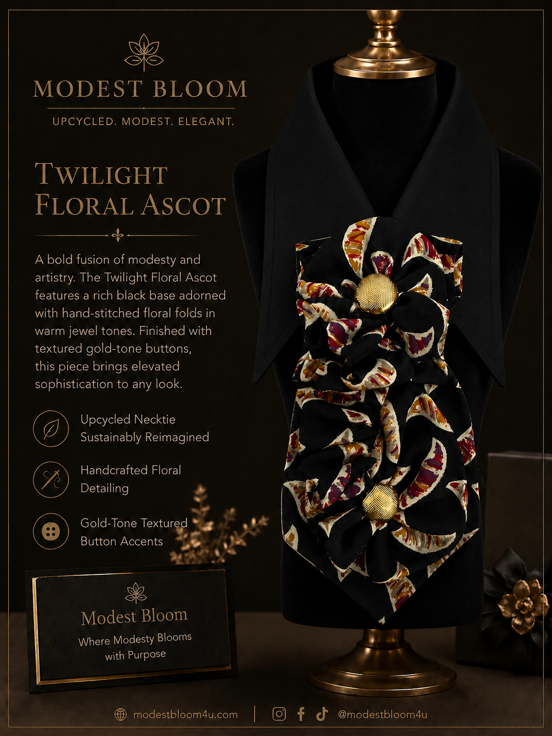 Twilight Floral Ascot collar