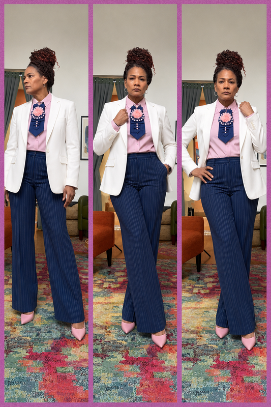 Navy Pink Tulle Tie