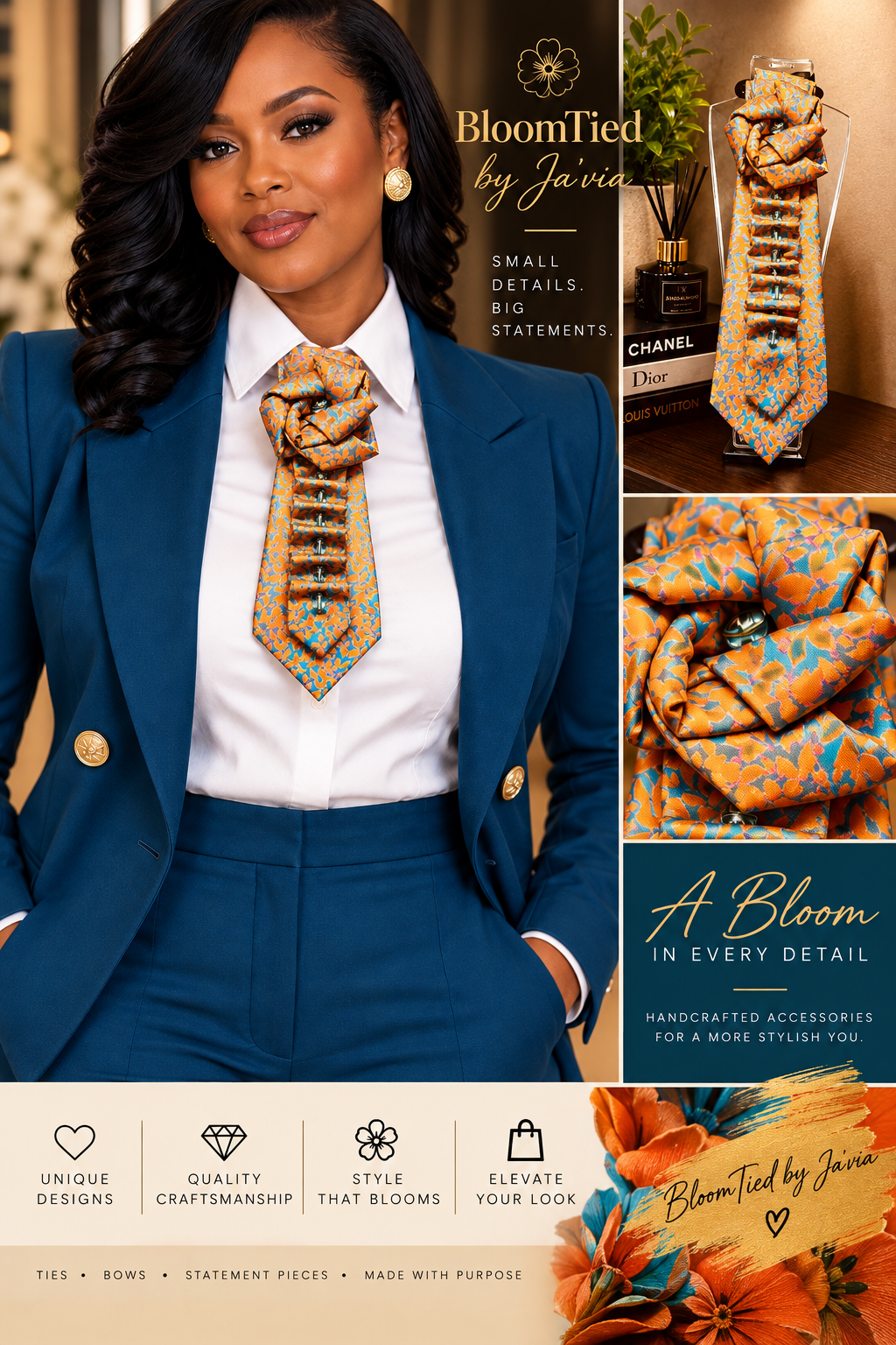 🌺 Golden Garden Bloom Tie