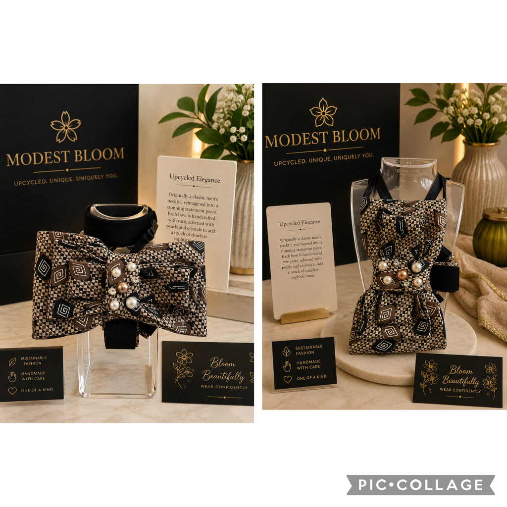 2 way chocolate pearl bow tie
