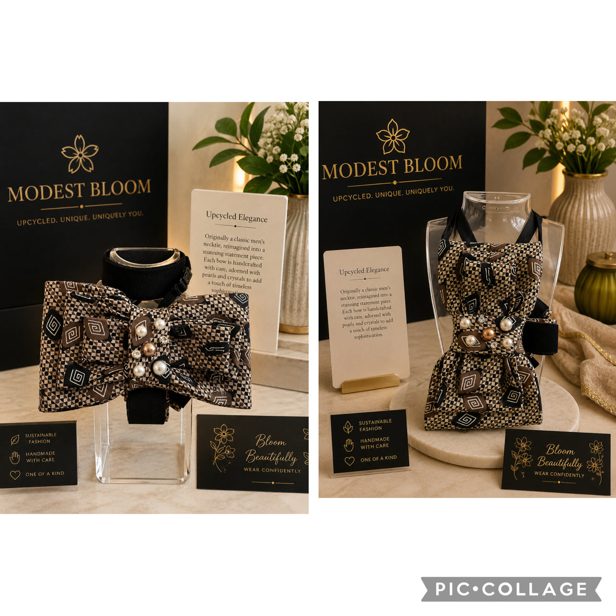 2 way chocolate pearl bow tie