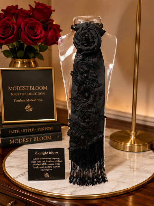 Midnight Noir Bloom Tie
