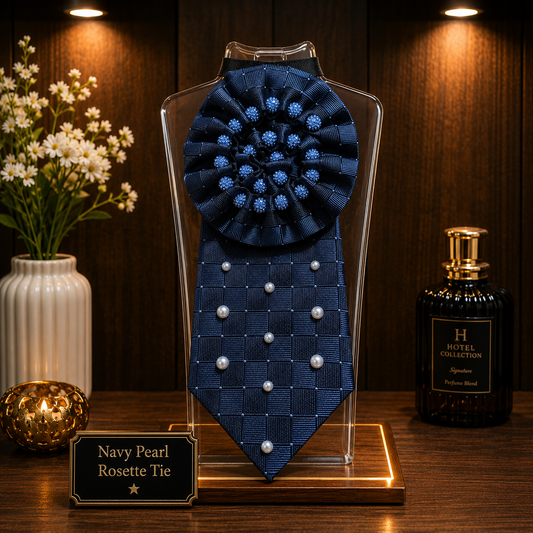 navy pearl rosette