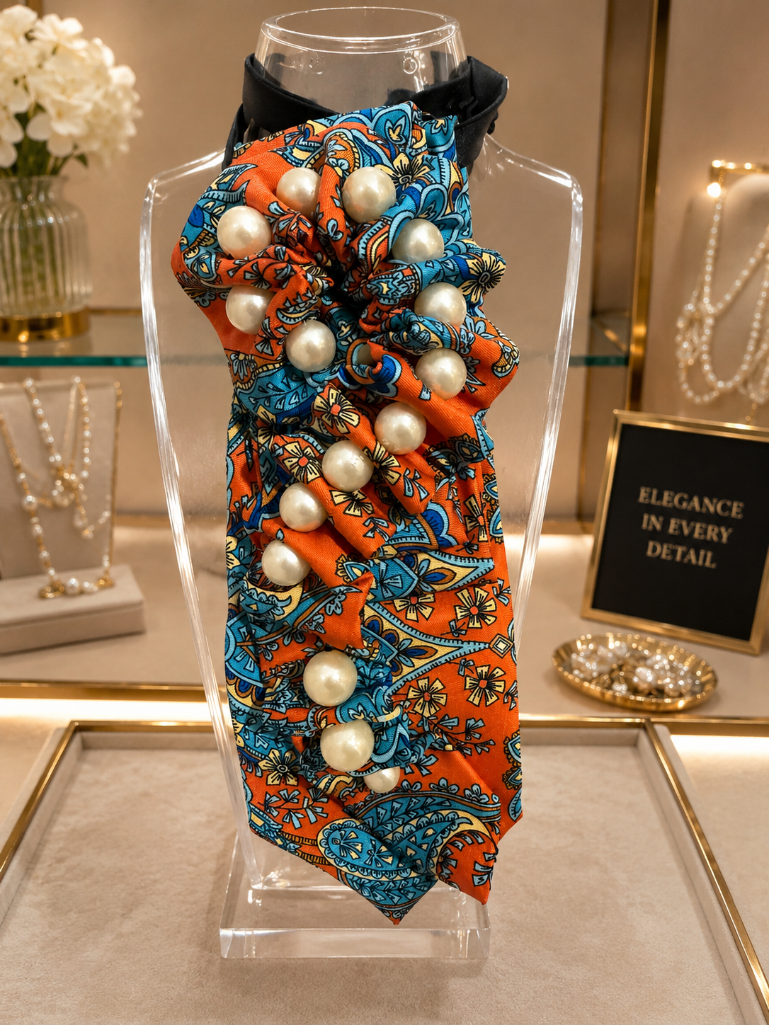 pearly orange and teal