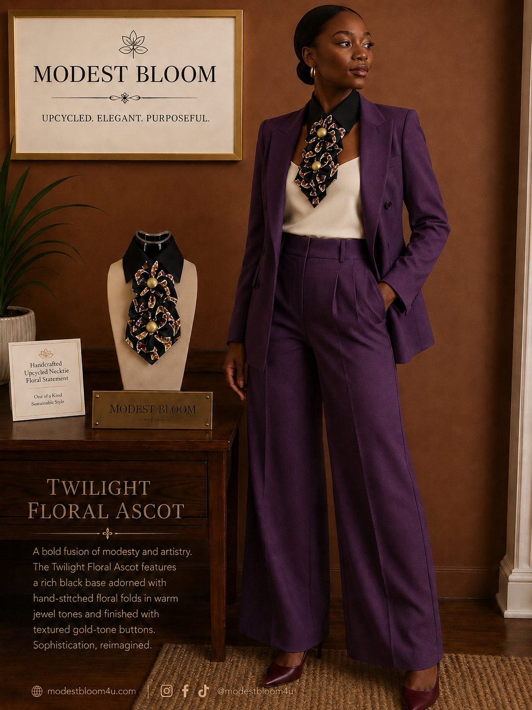 Twilight Floral Ascot collar