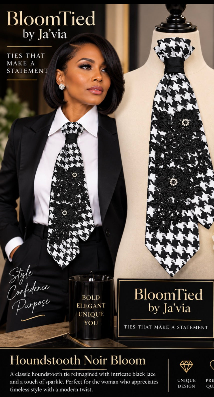 Houndstooth Noir Bloom