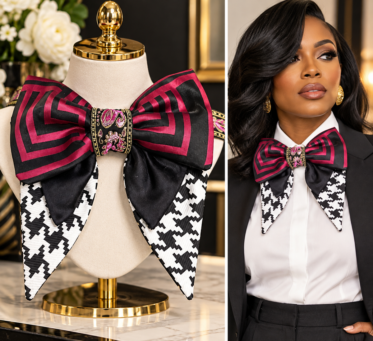 The Houndstooth Royale Statement Bow
