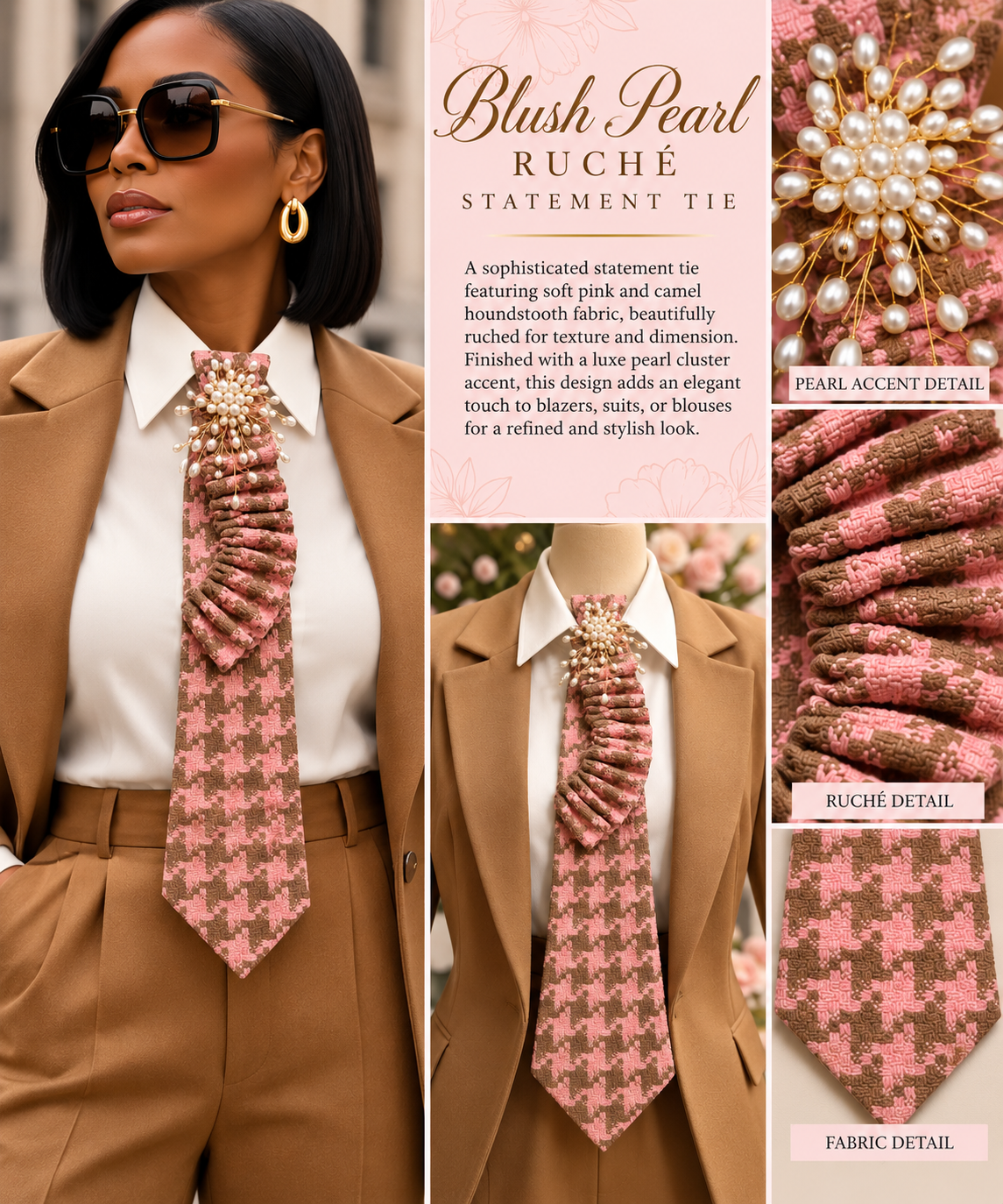 Blush Pearl Ruché Statement Tie