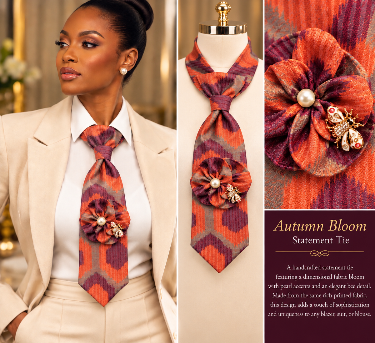 Custom Autumn Bloom Statement Tie