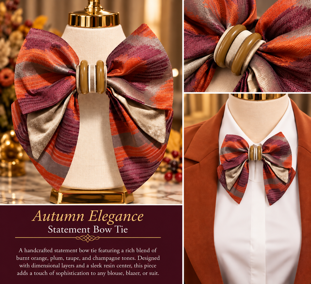 Autumn Elegance Statement Bow Tie