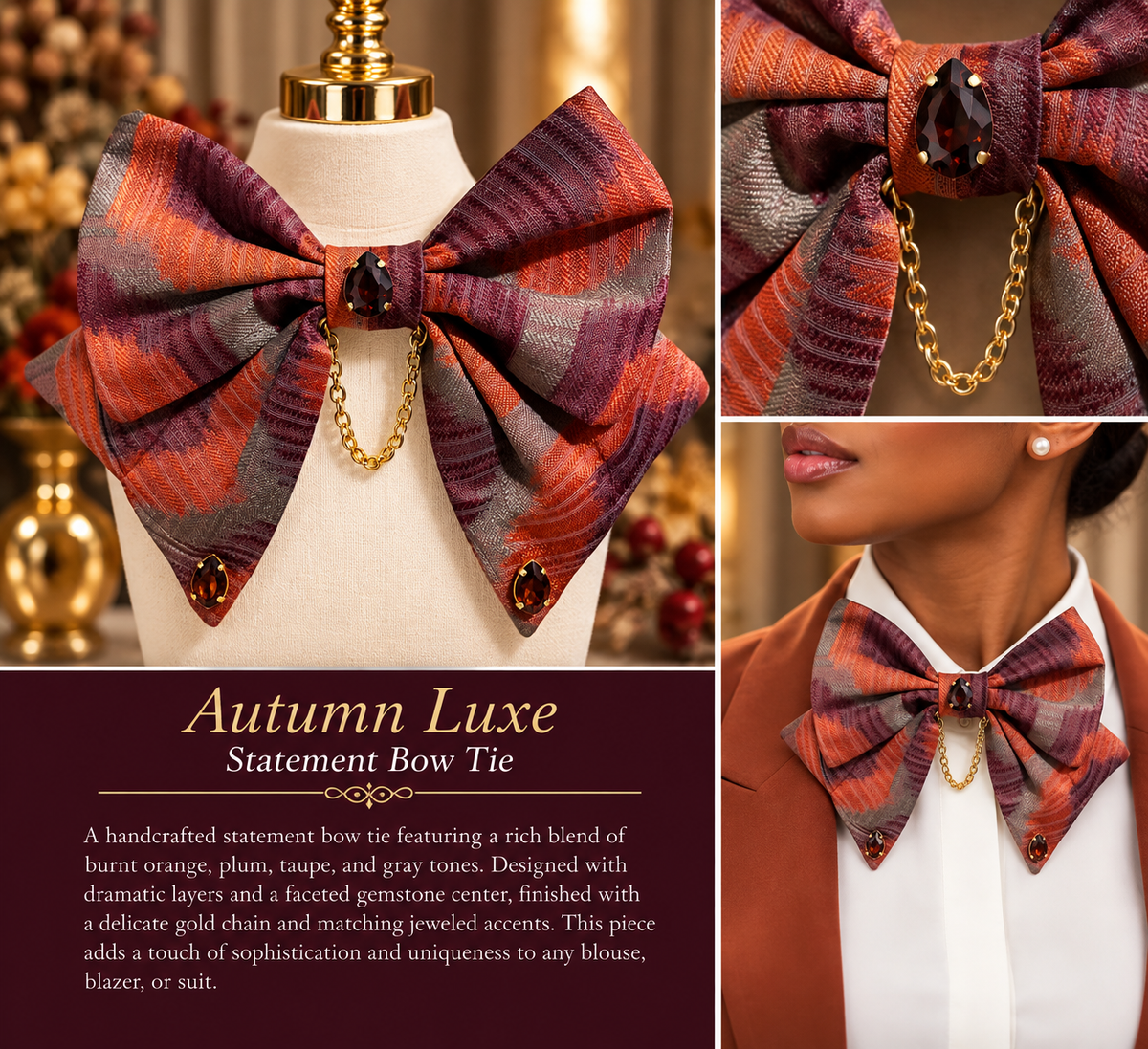 Autumn Luxe Statement Bow Tie