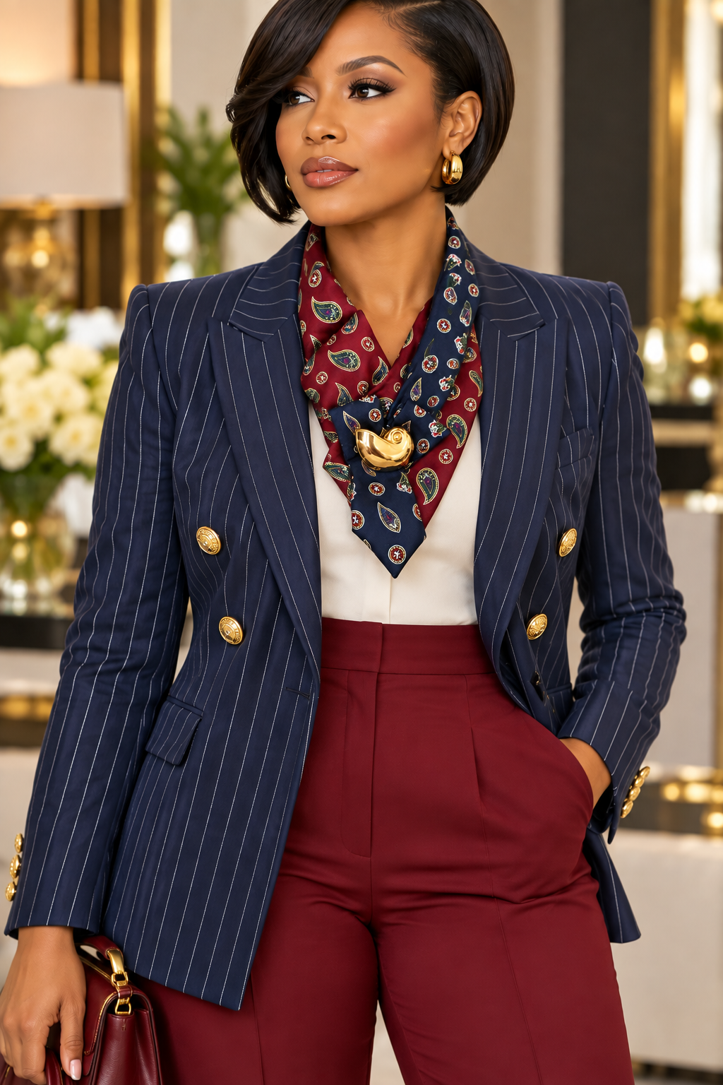The Burgundy & Navy Executive Bloomtie