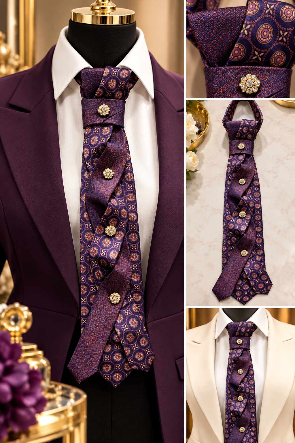 Royal Plum Elegance – Signature Twist Tie