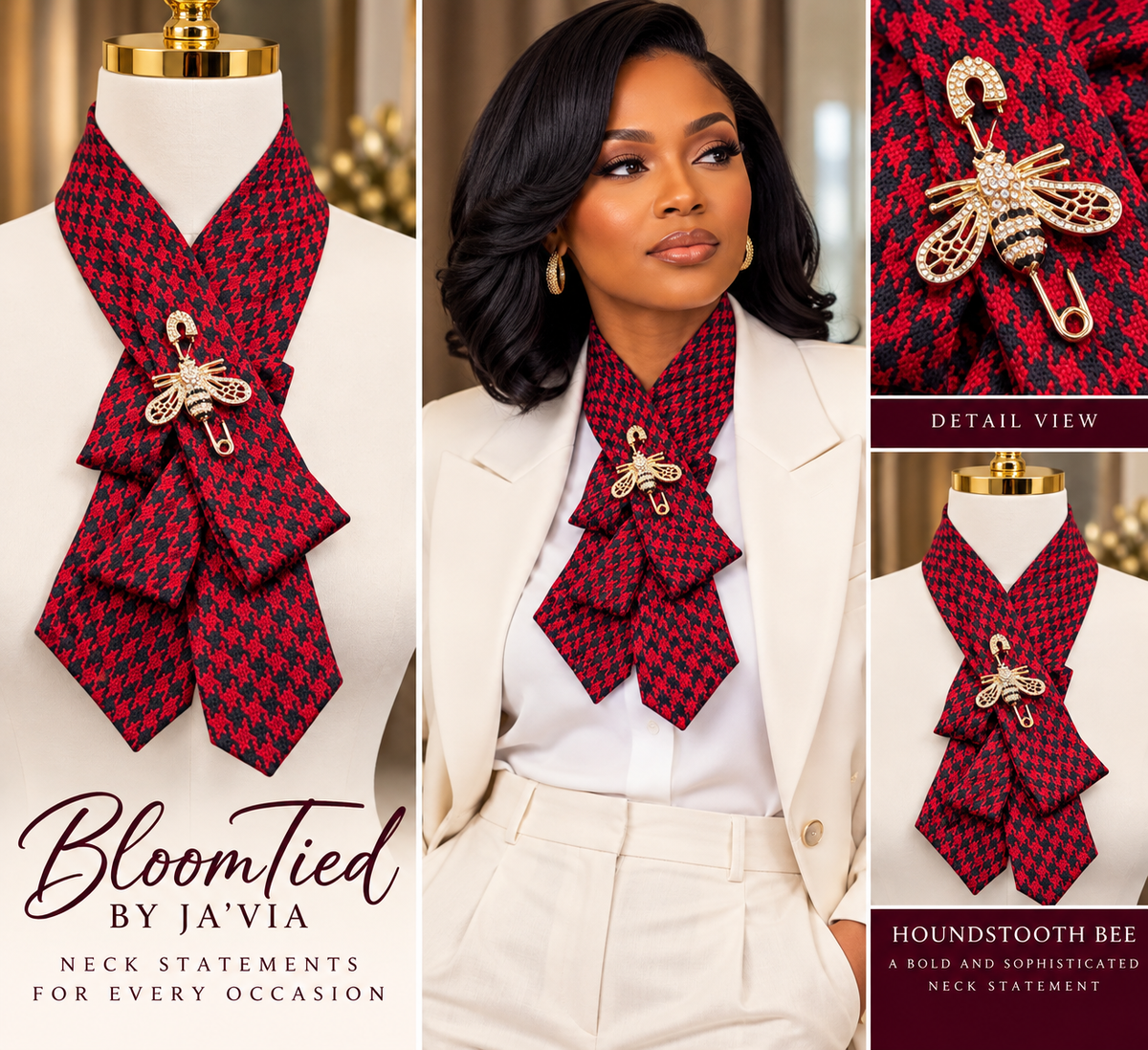 The Houndstooth Bee Elegance BloomTie