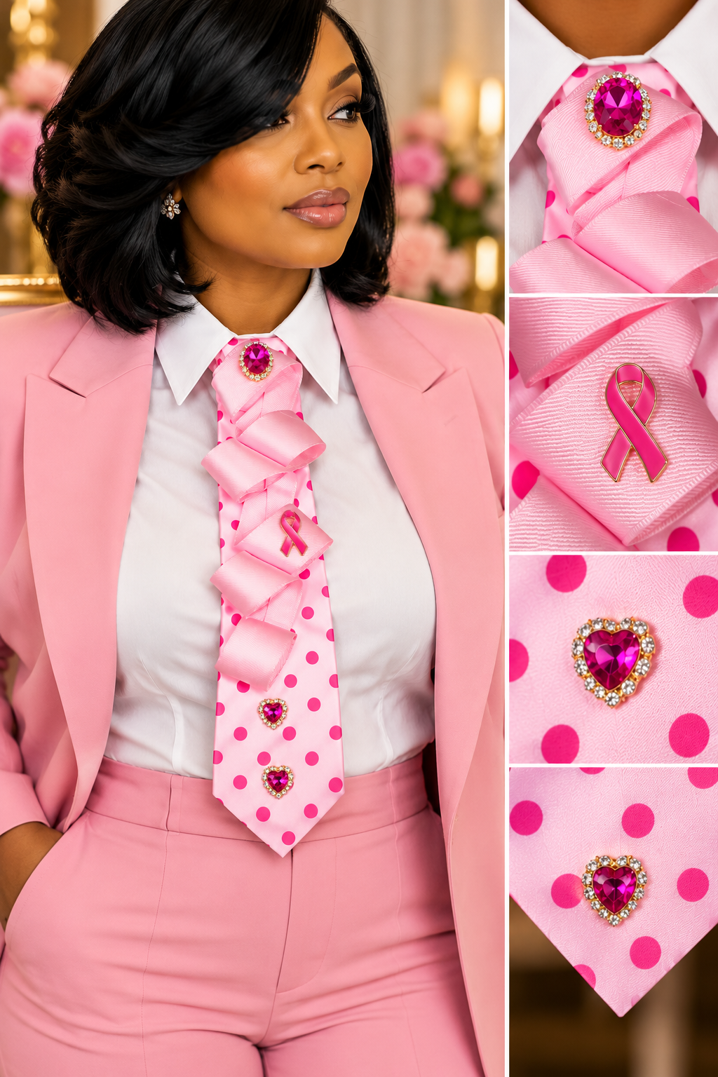Pink Courage – Breast Cancer Awareness Statement Tie