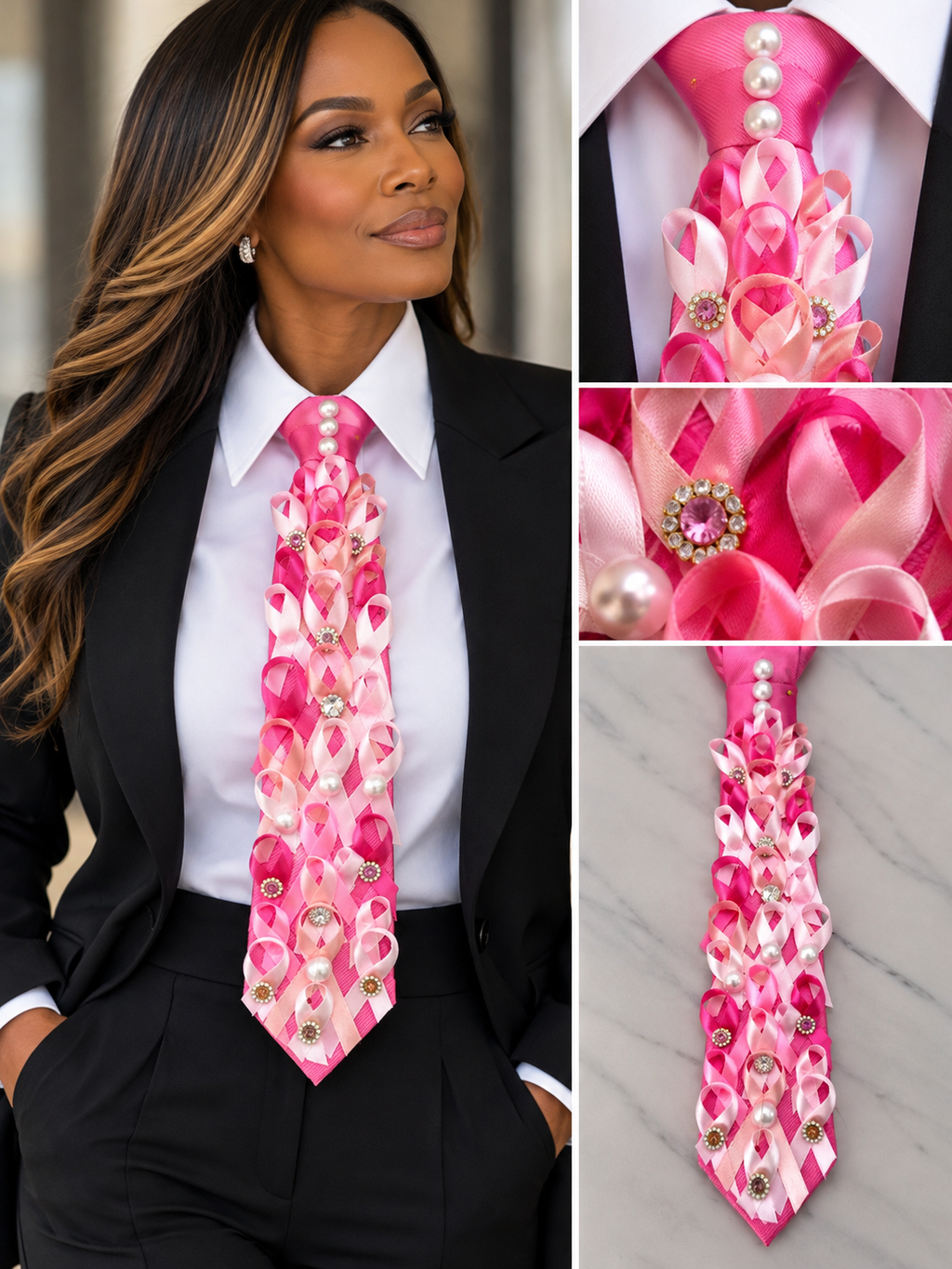 Ribbons of Hope – Breast Cancer Awareness Statement Tie