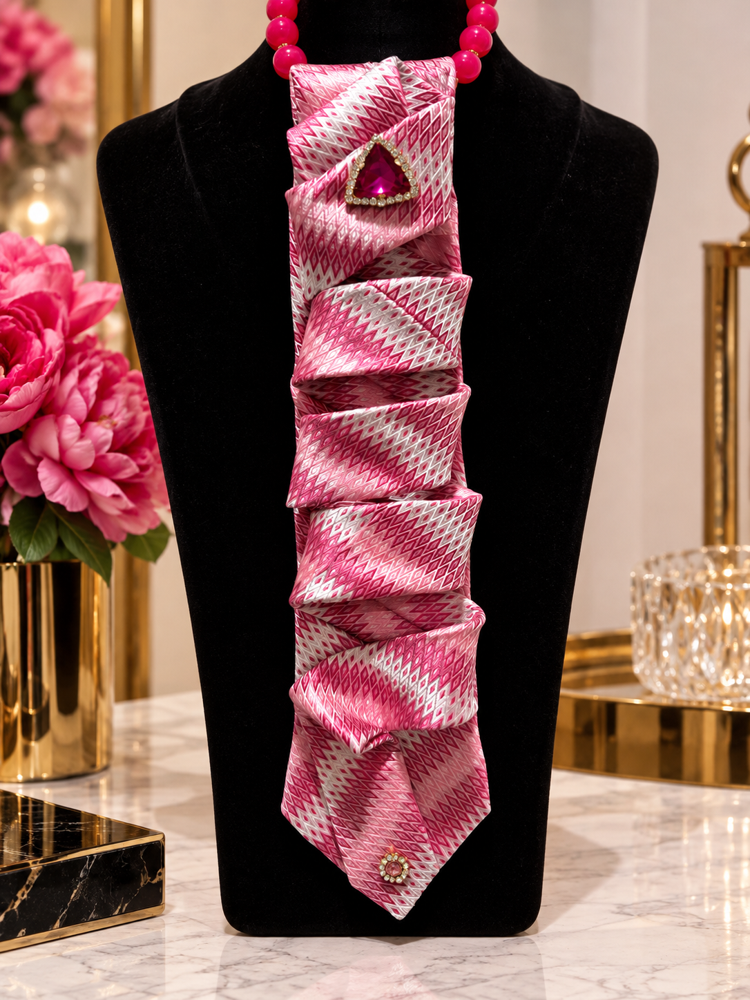 Shades of Pink Ribbon Elegance Statement Tie