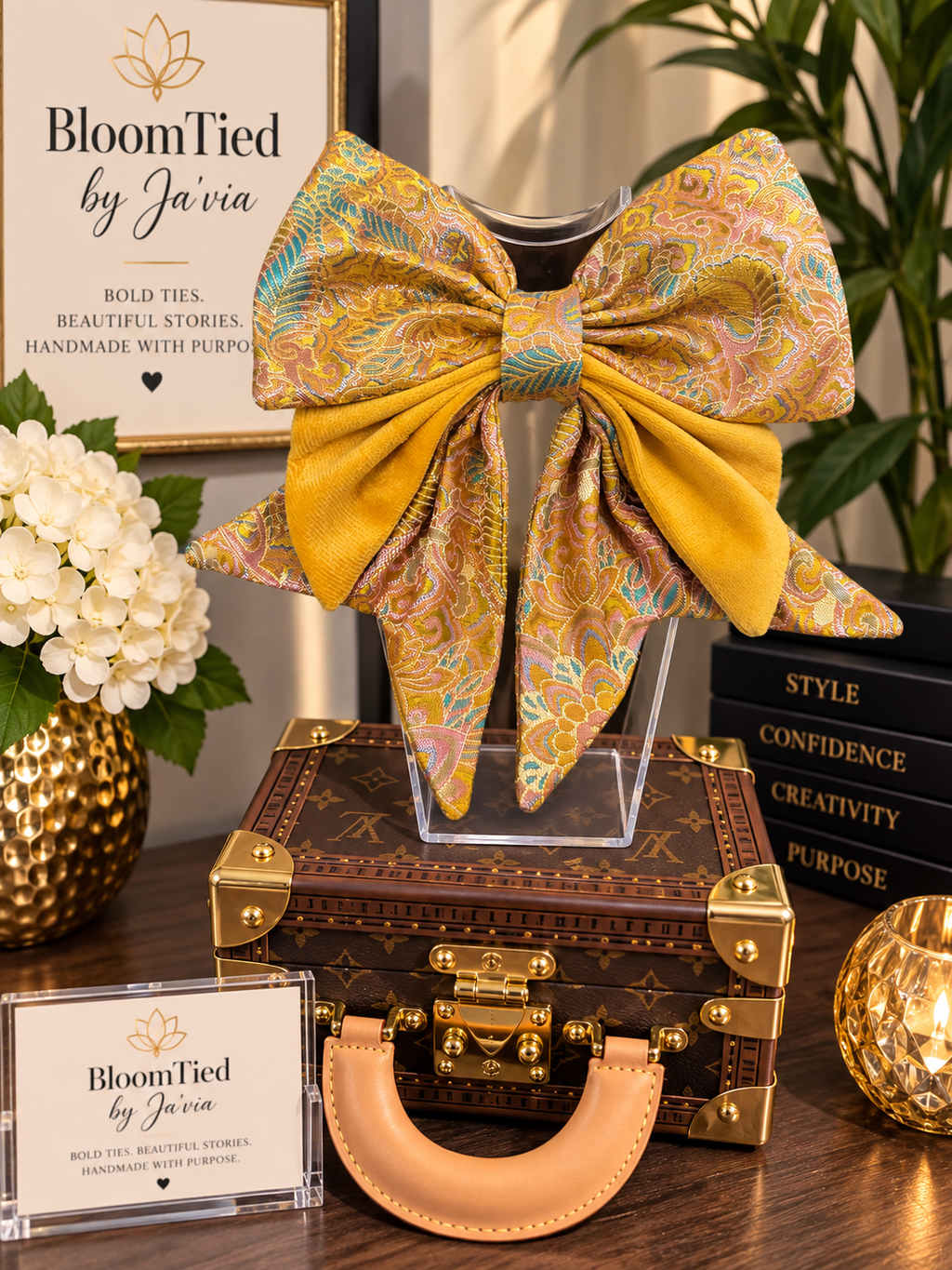 Golden Velvet Garden Bow