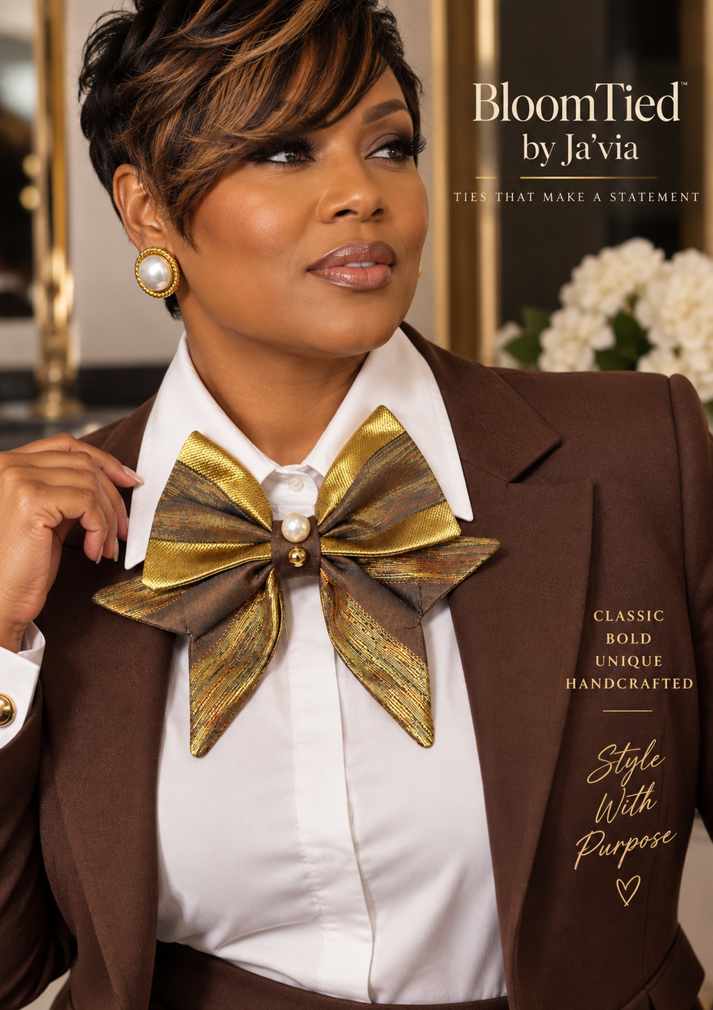 Golden Mocha Statement Bow
