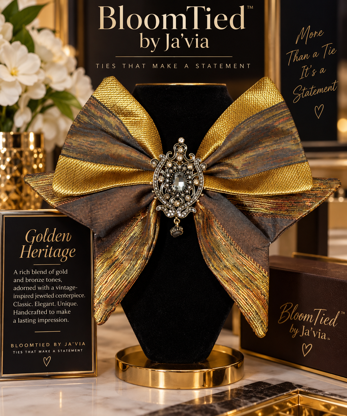 Golden Mocha Statement Bow