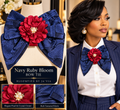 Navy Ruby Bloom Bow Tie